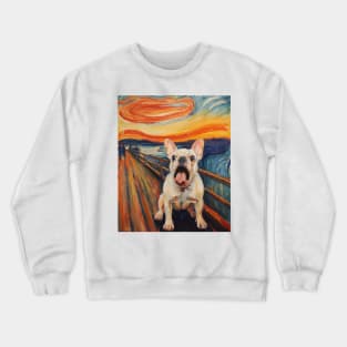 White French Bulldog The Scream Classic Paintings Crewneck Sweatshirt